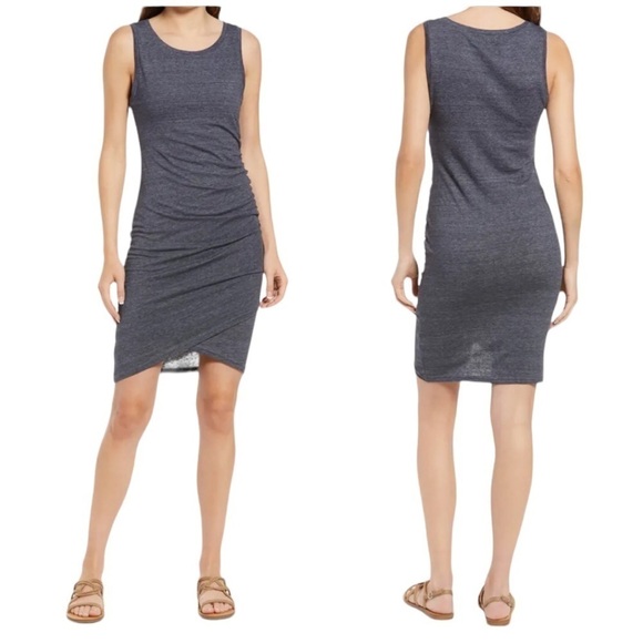 Treasure & Bond Navy Night Heather Ruched Tulip Hem Dress - Picture 13 of 13